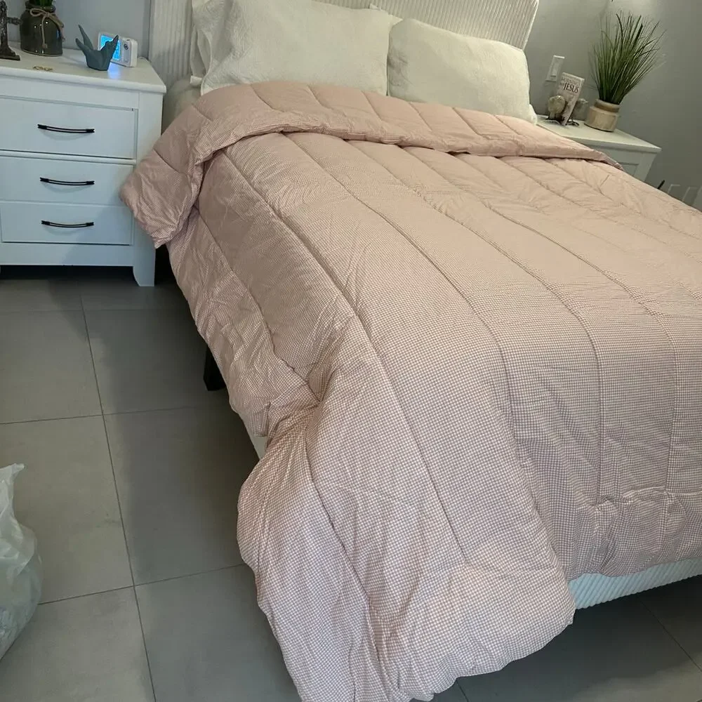 Ralph Lauren RARE Wendy Pink Gingham Check Plaid Comforter Queen Hand Quilted